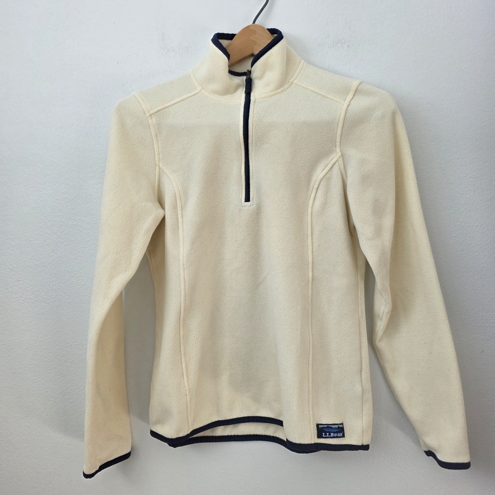 LL Bean Women's Ivory/Cream Fleece Half-Zip Pullover - XS